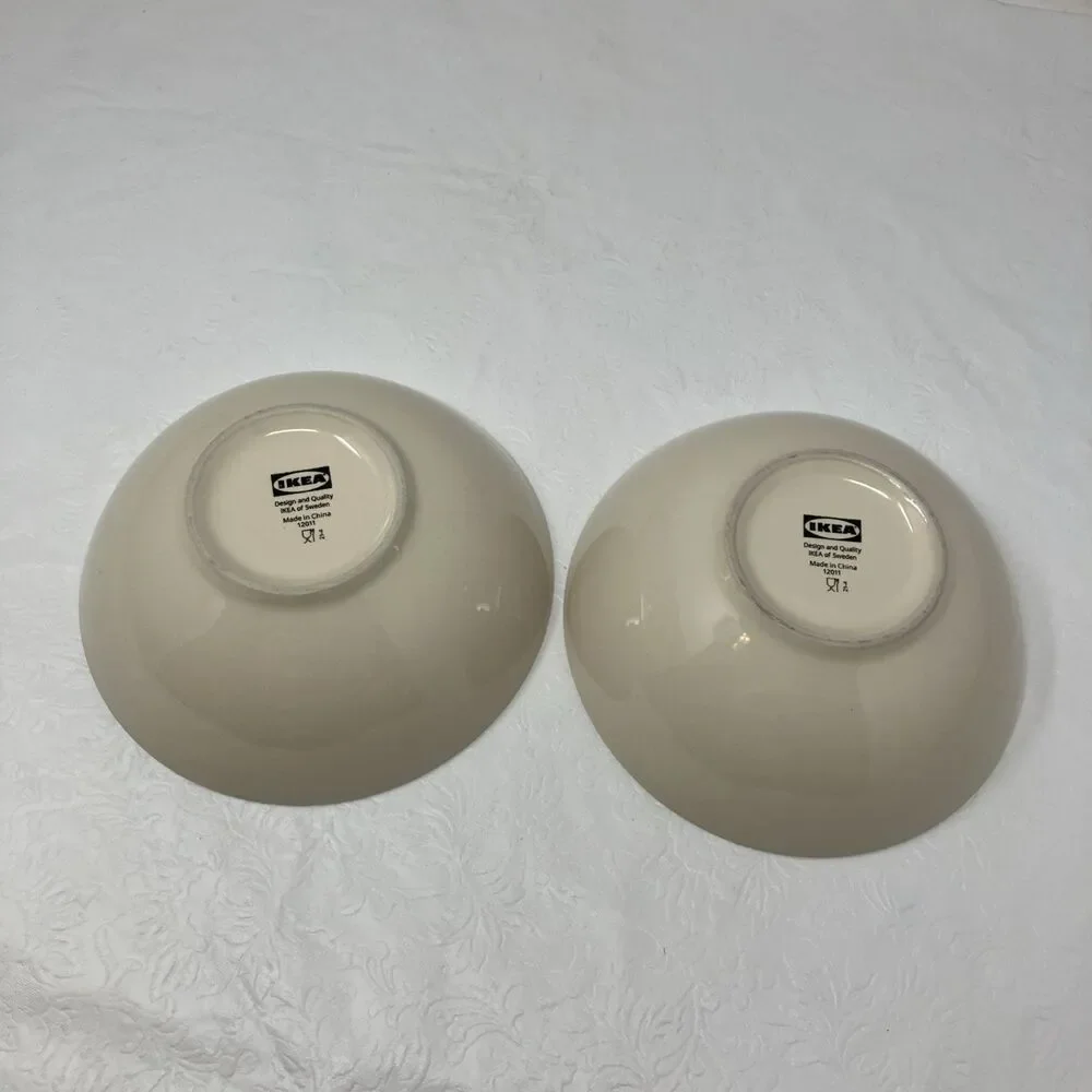 IKEA Fargrik Beige Coupe Soup Cereal Bowls 12011 6 3/8” Set of 2 Sand Tan